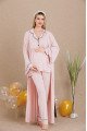 Pembe Renkli Derin Patlı,  33001 Sabahlıklı 3lü Lohusa Hamile Pijama Takımı | Lohusa-Sepeti.com