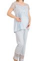 bebe mavi renkli dantel detaylı,  33200,  2li lohusa hamile pijama takımı, 8509990040802, lohusa pijama takımları, Lady