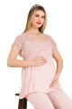 bebe pembe renkli dantel detaylı,  33200,  2li lohusa hamile pijama takımı, 8509990040765, lohusa pijama takımları, Lady
