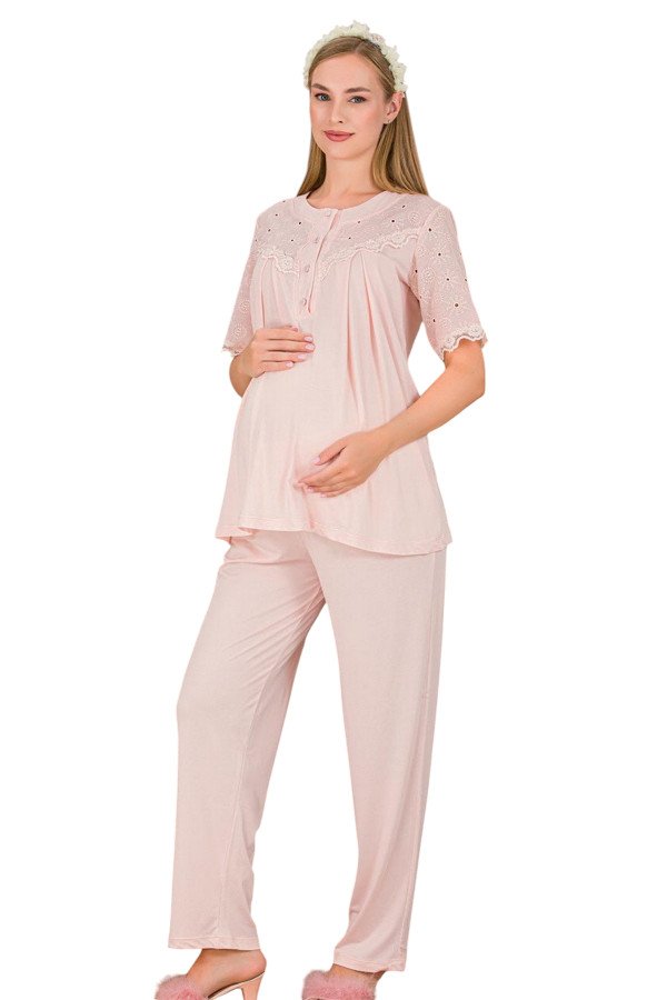 Bebe Pembe Renkli Dantel Detaylı, 33206, 2li Lohusa Hamile Pijama Takımı | Lohusa-Sepeti.com Bebe Pembe Renkli Dantel Detaylı, 33206, 2li Lohusa Hamile Pijama Takımı | Lohusa-Sepeti.com