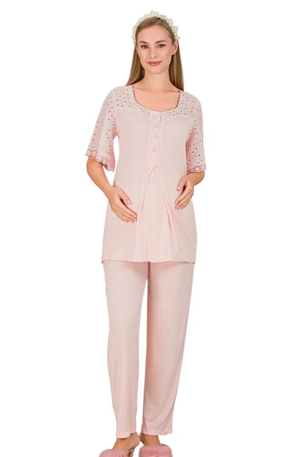 Bebe Pembe Renkli Dantel Detaylı, 33207, 2li Lohusa Hamile Pijama Takımı | Lohusa-Sepeti.com Bebe Pembe Renkli Dantel Detaylı, 33207, 2li Lohusa Hamile Pijama Takımı | Lohusa-Sepeti.com