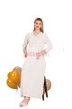 ekru renkli, dantel detaylı, uzun kol ve derin patlı,  33503 sabahlıklı 2li lohusa hamile gecelik takımı, 8509990035570, lohusa gecelik takım