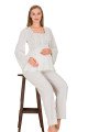 ekru renkli, dantel detaylı, 33205 uzun kol, 2 parça lohusa hamile pijama takımı, 8509990041489, lohusa pijama takımları