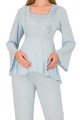 bebe mavi renkli, dantel detaylı, 33205 uzun kol, 2 parça lohusa hamile pijama takımı, 8509990041441, lohusa pijama takımları