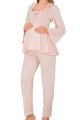 bebe pembe renkli dantel detaylı, 33205 uzun kol, 2 parça lohusa hamile pijama takımı, 8509990041403, lohusa pijama takımları