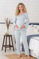 bebe mavi renkli, dantel detaylı, 33205 uzun kol, 2 parça lohusa hamile pijama takımı, 8509990041441, lohusa pijama takımları