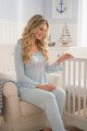 bebe mavi renkli, dantel detaylı, 33205 uzun kol, 2 parça lohusa hamile pijama takımı, 8509990041441, lohusa pijama takımları