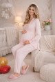bebe pembe renkli dantel detaylı, 33205 uzun kol, 2 parça lohusa hamile pijama takımı, 8509990041403, lohusa pijama takımları