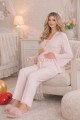 bebe pembe renkli dantel detaylı, 33205 uzun kol, 2 parça lohusa hamile pijama takımı, 8509990041403, lohusa pijama takımları