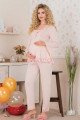 bebe pembe renkli dantel detaylı, 33205 uzun kol, 2 parça lohusa hamile pijama takımı, 8509990041403, lohusa pijama takımları