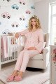 bebe pembe renkli dantel detaylı, 33205 uzun kol, 2 parça lohusa hamile pijama takımı, 8509990041403, lohusa pijama takımları