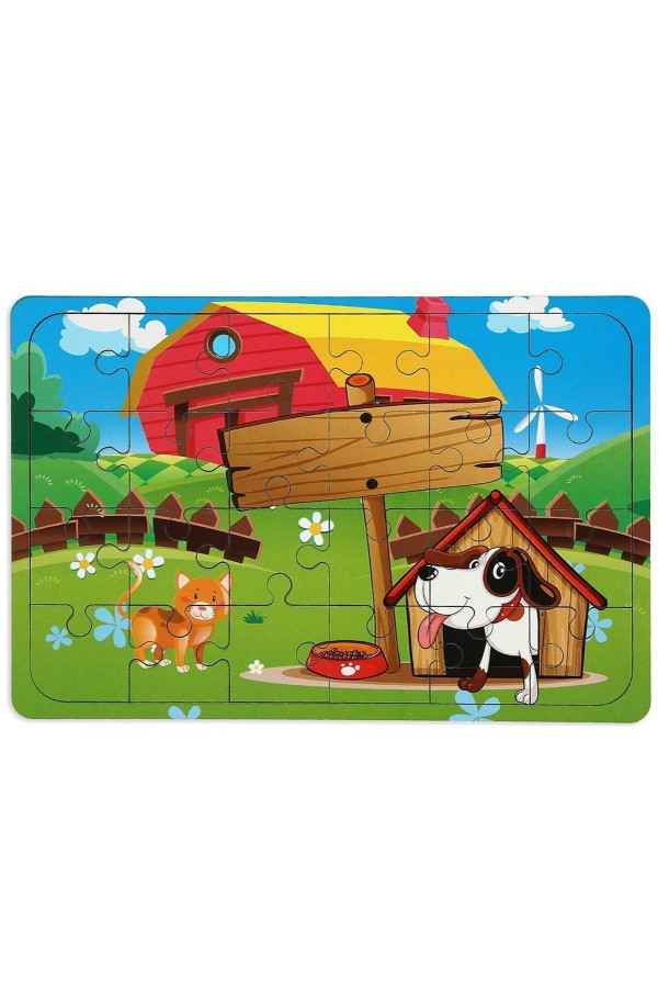 köpek ve kedi 24 parça ahşap puzzle, yb-0004, yap boz puzzle çeşitleri, YB-0004