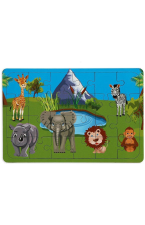 Safari 24 Parça Ahşap Puzzle Yapboz - Quilling Seti Ahşap Çocuk Puzzle