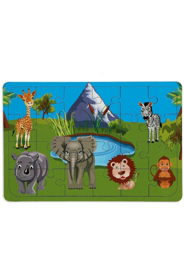 safari 24 parça ahşap puzzle yapboz - quilling seti ahşap çocuk puzzle, yb-0005, yap boz puzzle çeşitleri, YB-0005
