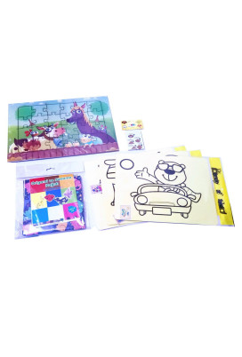 Çocuklar için Aktivite Seti - 6 Parça Puzzle, Kum Boya, Origami Seti