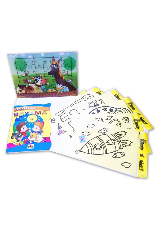 çocuklar için aktivite seti 8 parça (puzzle, kum boya, boyama kitabı), aktv-8, yap boz puzzle çeşitleri, AKTV-8