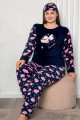 kadın lacivert renk polar kumaş 6214 battal büyük beden  pijama takımı, azl-6214, büyük beden (battal boy) pijama takımları
