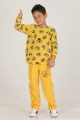 sarı renk polar kumaş desenli 46009  erkek çocuk pijama takımı, teknur-46009, teknur pijama takımı