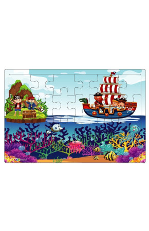 Korsan Çocuklar  3-9 Yaş Çocuklar için 24 Parçalı Ahşap Puzzle Yapboz