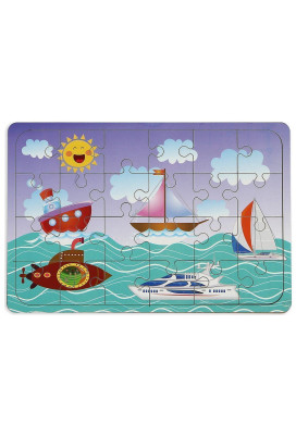 Deniz Araçları 24 Parça Ahşap Puzzle Yapboz - Quilling Seti Çocuk Puzzle