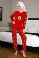 kadın kırmızı renk göz bantlı kışlık polar pijama takımı - tknr 50440 welsoft polar pijama takımı, tknr 50440, bayan pijama takımı, 06b4b08b08064ed8965ad5b4550c9173