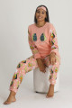 kadın somon renk göz bantlı kışlık polar pijama takımı - tknr 50408 welsoft polar pijama takımı, tknr 50408, bayan pijama takımı
