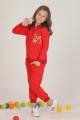 kırmızı renkli pamuklu i̇ki i̇plik quilling seti teknur 42520 kız çocuk pijama - eşofman takımı, tknr 42520, teknur pijama takımı, Teknur