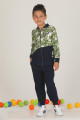 yeşil - lacivert renk pamuklu i̇ki i̇plik quilling seti teknur 47712 fermuarlı erkek çocuk pijama takımı, tknr 47712, teknur pijama takımı, Teknur