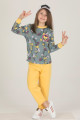 yeşil - sarı renkli pamuklu i̇ki i̇plik quilling seti teknur 42006 kız çocuk pijama takımı, tknr 42006, teknur pijama takımı, ca3e2c244d9e43cab23e842ae6fa0318