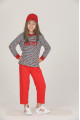 kırmızı - siyah renkli pamuklu i̇ki i̇plik quilling seti teknur 42011 kız çocuk pijama takımı, tknr 42011, teknur pijama takımı, Teknur