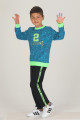 mavi siyah renk pamuklu i̇ki i̇plik quilling seti teknur 47207 erkek çocuk pijama takımı, tknr 47207, teknur pijama takımı, Teknur
