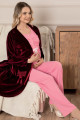 quilling seti jnk-40784 kadın bordo kadife sabahlıklı pembe renk 3 lü lohusa - hamile pijama takımı, jnk-40784, lohusa pijama takımları, Jenika