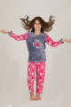 pembe renk polar kumaş hayvan desenli quilling seti teknur 41030  kız çocuk pijama takımı, teknur-41030, teknur pijama takımı, Teknur