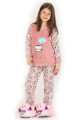 pudra renk polar kumaş kedi desenli quilling seti teknur 41004  kız çocuk pijama takımı, teknur-41004, teknur pijama takımı, 5dcace266f834cbaa97ea006d324e5fb
