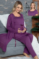 mor renkli kadın lohusa pijama takımı - jenika 47782  3 lü kadın hamile pijaması, jenika-47782, lohusa pijama takımları, 2d655067c851420b9652d6dd71820e79