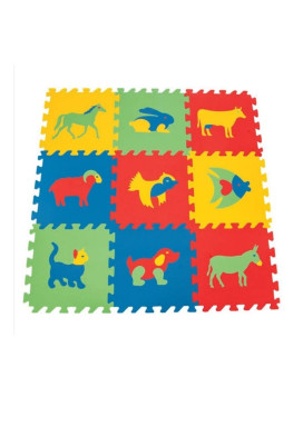 Eva Puzzle Hayvan Şekilli Oyun Yer Karosu 9 Parça Yer Halısı 33 cm x 33 cm