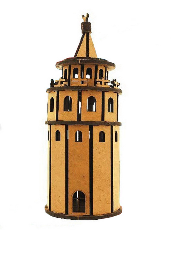 ahşap galata kulesi maketi - 3 boyutlu ahşap maket, ahm-0003, ahşap ve karton maketler, Quilling Seti