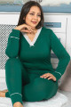 yeşil renk büyük beden pijama takımı - jenika 42051 uzun kol battal  pijama takımı, jenika42051, büyük beden (battal boy) pijama takımları, Jenika