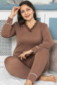 kahverengi renk büyük beden pijama takımı - jenika 42041 uzun kol battal  pijama takımı, jenika42041, büyük beden (battal boy) pijama takımları, bf305d74c9d64fdaa8fe89e5b2fc3697