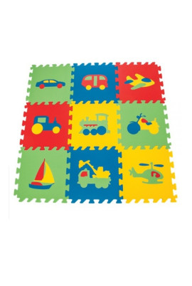 Eva Puzzle Taşıtlar Oyun Yer Karosu 9 Parça Yer Halısı 33 cm x 33 cm
