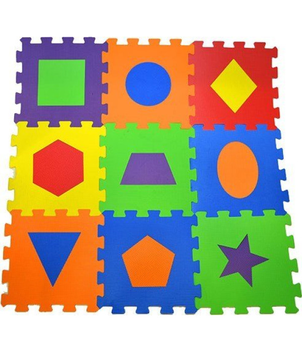 Eva Puzzle Geometrik Şekiller Oyun Yer Karosu 9 Parça Yer Halısı 33 cm x 33 cm