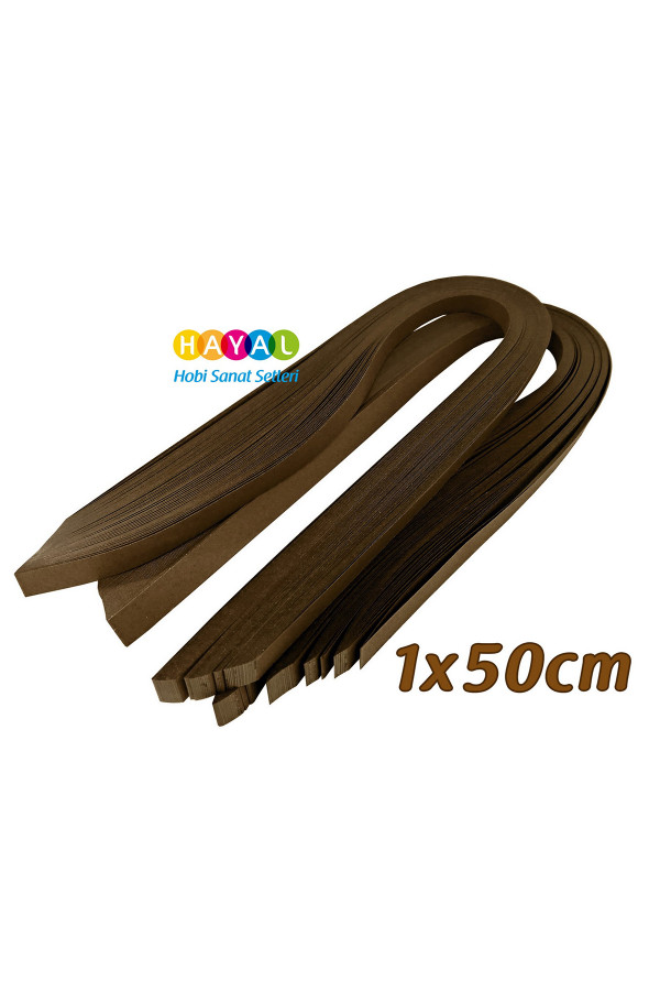 quilling kağıdı - kahverengi renk 1x50cm 50li, qks-1706-10m, 10 mm 50 adetli quilling kağıtları, Quilling Seti