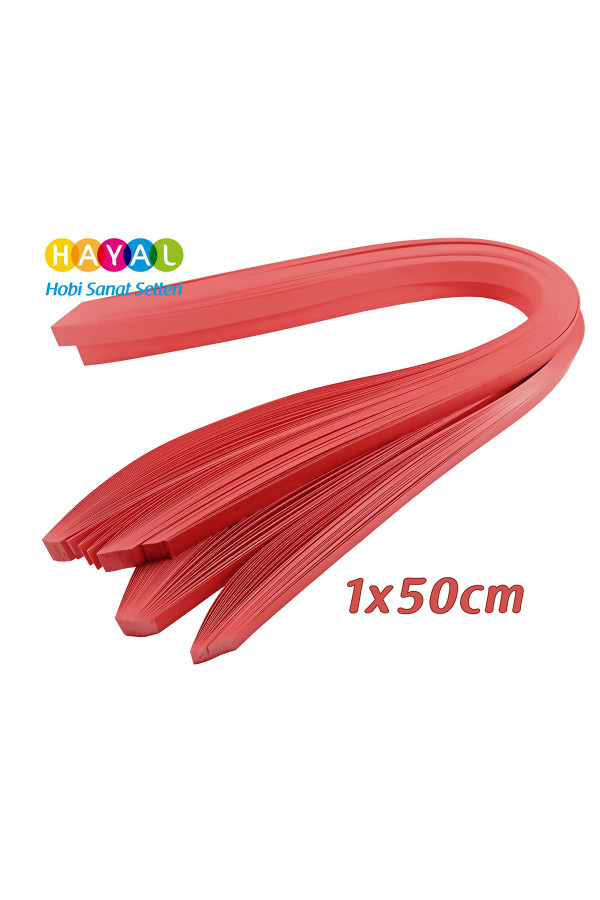 quilling kağıdı - kırmızı renk 1x50cm 50li, qks-1705-10m, 10 mm 50 adetli quilling kağıtları, Quilling Seti