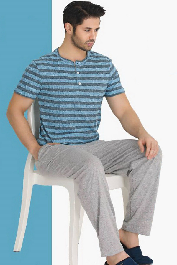 modal kumaş turkuaz  renkli teknur tkrn-30663 erkek kısa kol pijama takımı, tkrn 30663, erkek pijama takımı, Teknur