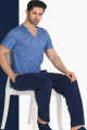 modal kumaş mavi-lacivert renkli teknur tkrn-30830 erkek kısa kol pijama takımı, tkrn-30830, erkek pijama takımı, Teknur
