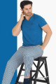 modal kumaş mavi renkli teknur tkrn-30813 erkek kısa kol pijama takımı, tkrn-30813, erkek pijama takımı, Teknur