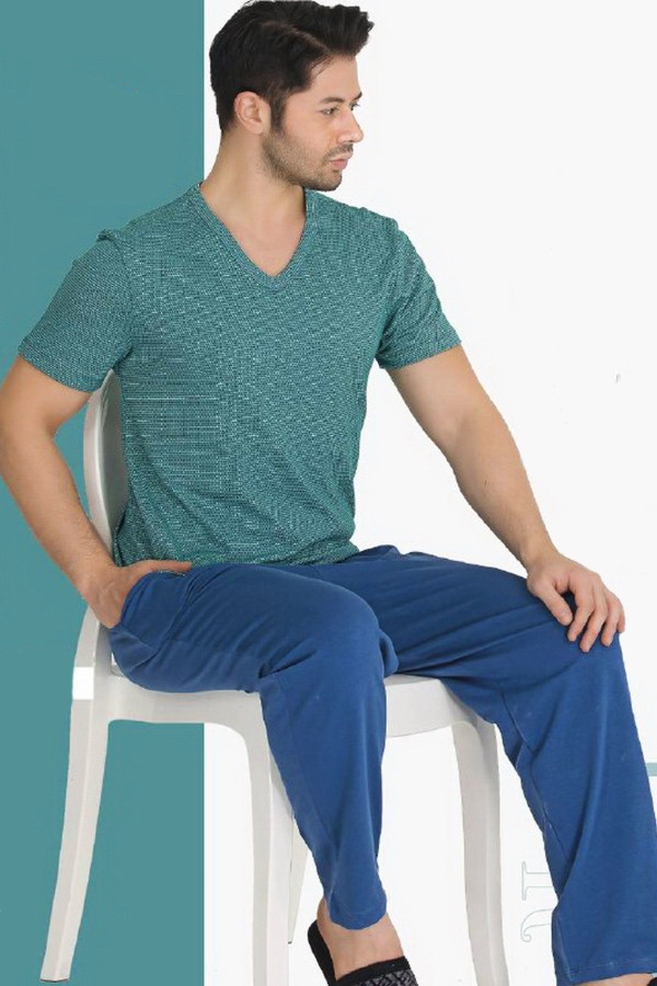 modal kumaş yeşil renkli teknur tkrn-30824 erkek kısa kol pijama takımı, tkrn-30824, erkek pijama takımı, Teknur