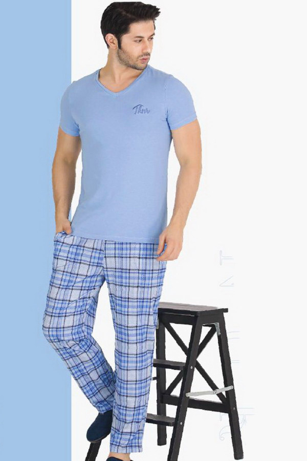 modal kumaş açık mavi renkli teknur tkrn-30808 erkek kısa kol pijama takımı, tkrn-30808, erkek pijama takımı, 4274de8d5f3048118940b792fcd2efca