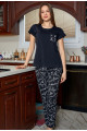 siyah renk kısa kol black more b217 kadın 2 parça pamuklu pijama takımı, b217, bayan pijama takımı, Blackmore