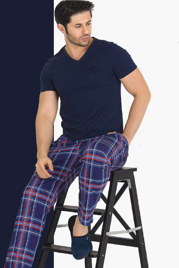 modal kumaş lacivert renkli teknur tkrn-30805 erkek kısa kol pijama takımı, tkrn-30805, erkek pijama takımı, Teknur